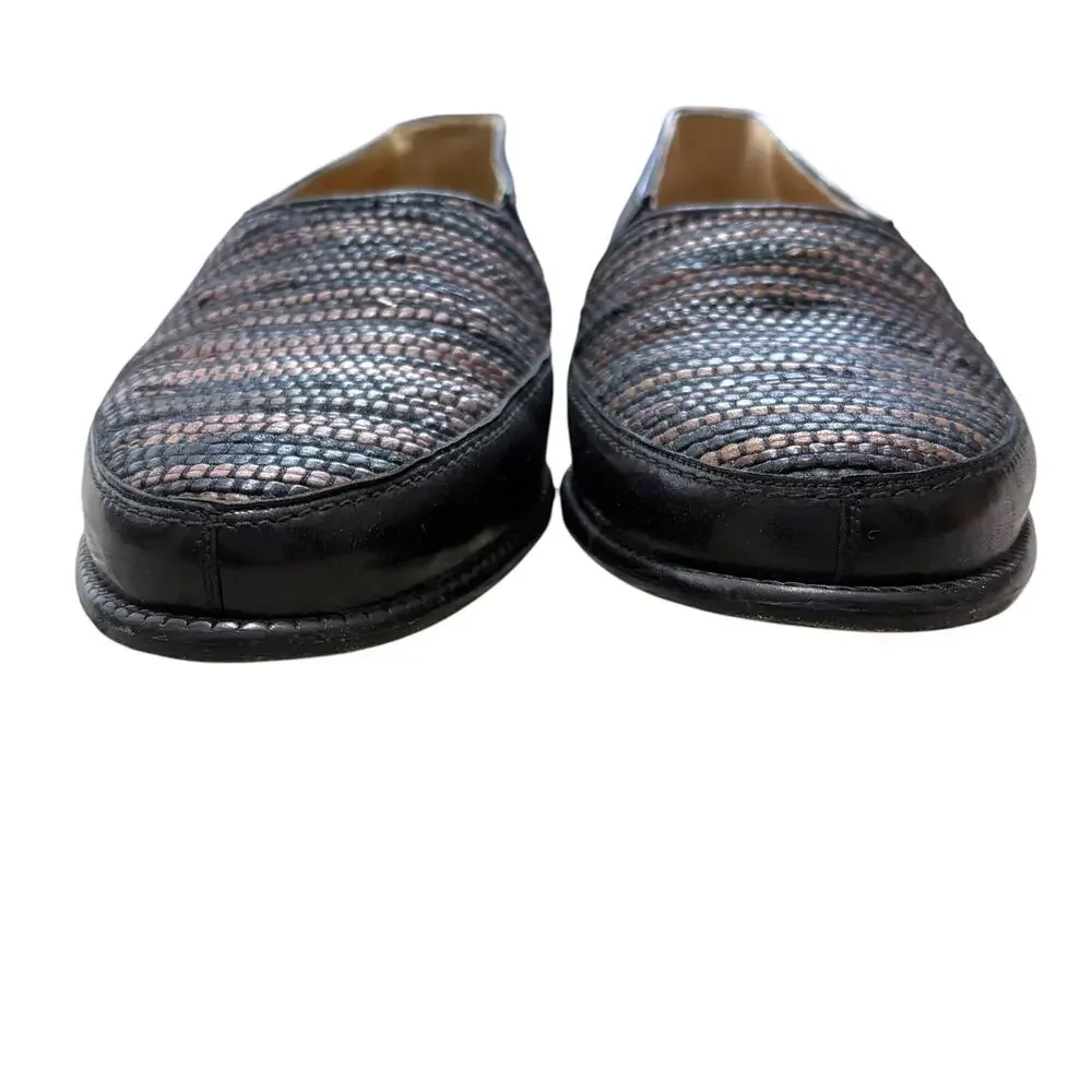 Romano Martegani Boutique Line Woven Genuine Leather Loafers Men's Sz 8D Black